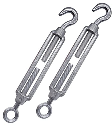 (2 Stück) Spannschloss Drahtspanner M10, verstellbarer Spannschlösser Haken und Öse, Seilseilspannung (2 Stück, M10)