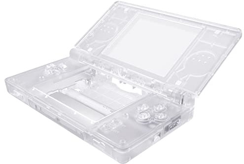 eXtremeRate Ersatz Gehäuse Case für nintendo DS Lite NDSL, Voll Hülle&Knöpfen&Screen Protector Shell Zubehör für nintendo DS Lite Handheld Spielekonsole(Transparent)–KEIN Console