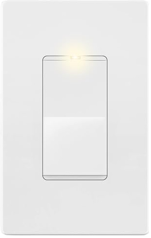 LIDER Minimalist Design Matte Finish Lighted Decorator Switch with Screwless Wall Plate, Frameless Paddle Light Switch with Locator Light, Single Pole, Grounding Screw, 15A 125V, UL Listed, White