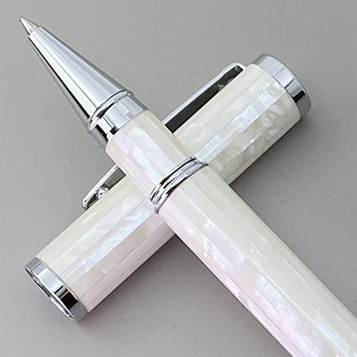 LACHIEVA LUX Élégant stylo roller en nacre avec recharge allemande, coffret cadeau haut de gamme pour hommes, femmes et professionnels (blanc nacré)