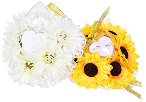 jojofuny Cuscino Per Fedi Nuziali Con Girasole Artificiale Morbido Porta Fedi Matrimonio Per Cerimonie E Feste Nuziali Elegante E Confortevole