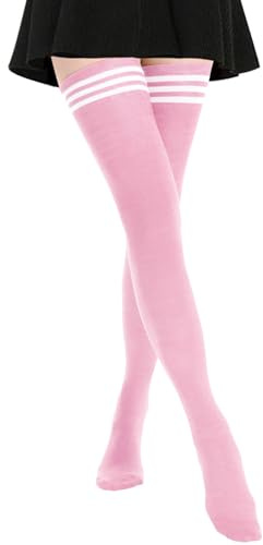 DRESHOW Extra Långa Lårhöga Strumpor för Kvinnor Tunna Randiga Tubtights över Knä Casual Strumpor med Hög Känga