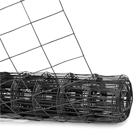Fencer Wire Vinyl Coated 16 Gauge Welded Fence Wire Roll, Mesh Size 2-Inch x 3-Inch, Black Metal Garden Fencing Wire Grid Hardware Cloth, Multiple Use for Home Improvement