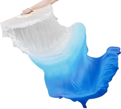 HAOBIN 1 PièCe Voile De Eventail De Danse Fan Veil Danse Du Ventre Belly Dance Voile De Soie De Danse éVentails ConçU Pour Les FêTes, Les Rassemblements Et Les RepréSentations Sur ScèNe (bleu)