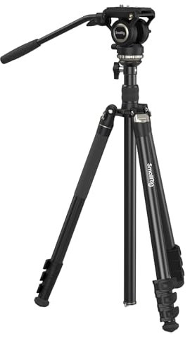 SMALLRIG Videostativ 75 Videokamerastativ Einbeinstativ mit +/-15° Nivellierbasis-Fluidkopf, professionelles Kamerastativ für Videokamera DSLR-Camcorder, CT210-4475