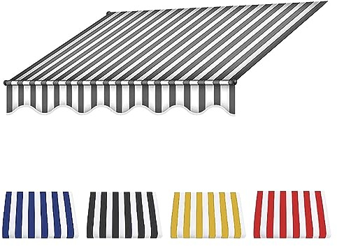 Markise Balkon Ohne Bohren, Klemmmarkise,balkonmarkisen Höhenverstellbare Sonnenschirm-überdachungsleinen 280g Polyester Wasserdicht Schattenabdeckung-Gray+White||2m
