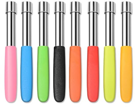 Vide-tomates 1/8 – Éplucheur de tomates, éplucheur, outil de découpe d'ananas, trancheuse rouge, trancheuse avec poignée ergonomique lisse, 18 x 8,1 x 2 cm