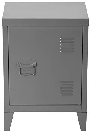 FurnitureR Petite Armoire de Rangement Verticale en métal, Table d'appoint avec étagères à 2 Couches, Armoire de classement, Table de Chevet pour Salon, Chambre à Coucher, Bureau, Gris