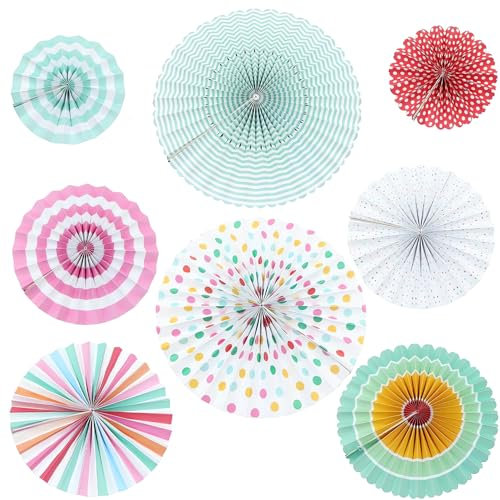 GUO-YING Mehrfarbige Papierfächer-Deko in elegantem Rosettenstil, Hängende Papierfächer für verschiedene Anlässe wie Party, Hochzeit, Geburtstag, Festival, Baby Shower und Gartenparty