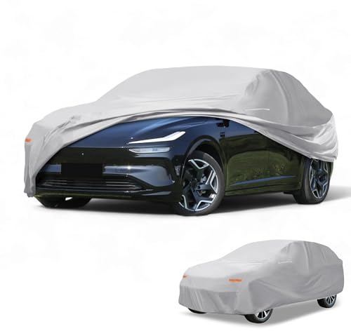 Partuto Universal SUV bilöverdrag vattentätt alla väder bilar regnskydd fulla yttre skydd med spegelfickor aluminiumfilm silverton passar för SUV-längd 182 cm till 190 tum