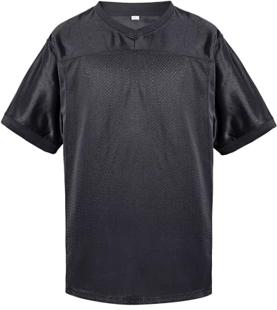 Mens Blank Football Jersey Custom Plain Hip Hop Hipster Tshirts Soccer Sports Active Tee Black