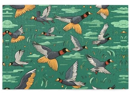 Holzpuzzle 1000 Teile WZYWHJ Jagd fliegende Wildenten Muster für Erwachsene und Kinder, perfekt für Familienspaß, Stressabbau