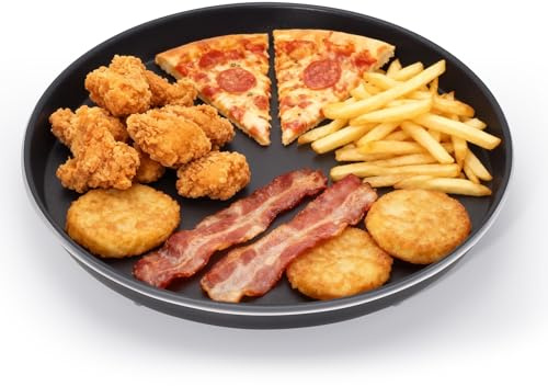 mico dingker 27.2 cm Microwave Crisper Pan – Universal Browning Plate for Reheating Frozen Pizza, Chicken Nuggets, French Toast & More – Microwave Cookware for Crispy Results