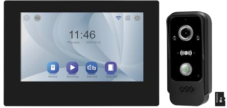 OBO HANDS Videoportero WiFi de 2 Hilos,1080P Timbre Video Sistema Intercomunicador,Pantalla táctil IP de 7,Desbloqueo de la Aplicación Tuya/Tarjeta RFID, Visión Nocturna, Detección de Movimiento