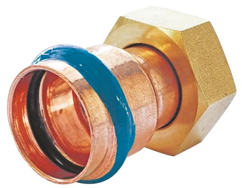 SOMATHERM FOR YOU - Raccord Droit Cuivre à Sertir - Ecrou Tournant Ø16-3/4 - Profil de Sertissage V - Jaune - Pression Maxi 16 Bars - Température Max 95°C