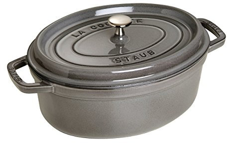 STAUB Cocotte en Fonte Émaillée avec Couvercle, Tous feux dont induction, 4 à 5 personnes, Ovale, 29 cm, 4,25 L, 6,3 kg, Gris Graphite