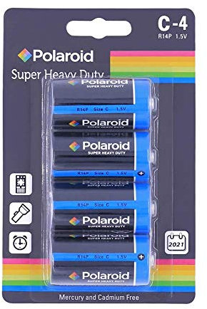 4 x Polaroid C Type 1.5v R14P Heavy Duty Batteries