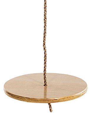 Large Wooden Monkey Swing Seat Solid Round Disc Plate Swing with Adjustable Rope