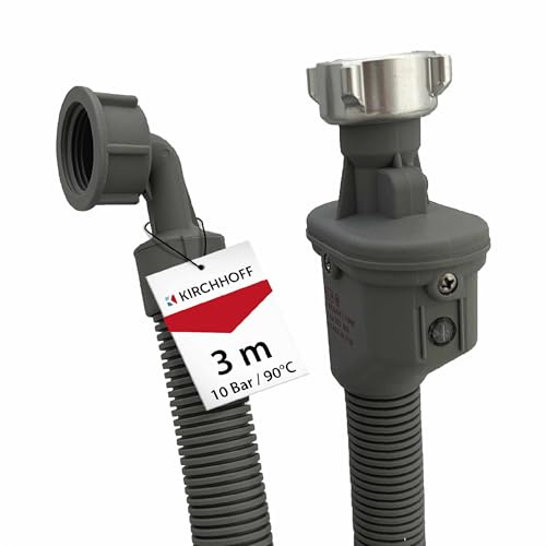 KIRCHHOFF 98657240 Waschmaschinenschlauch 3,0m, Zulaufschlauch mit 3/4 x 3/4 IG für Waschmaschine oder Spülmaschine, Wasserschlauch mit Aquastop