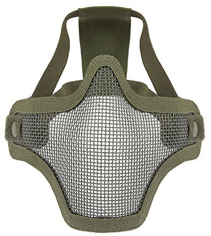 CHIC-CHIC Tactical Airsoft Paintball CS Mesh Metal Half Face Mask Protective Guard (Army green)