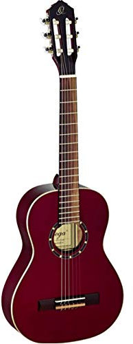 Ortega Guitars 1/2 Konzert Gitarre – Family Series – Inklusive Gig Bag – Fichte, Mahagoni, Rot (R121-1/2WR)