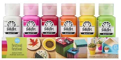 Plaid:Craft Folkart Matte Finish Acrylic Paint Colors 12/Pkg-Festival