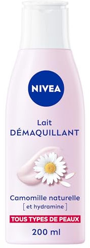NIVEA - Lait Démaquillant Visage & Yeux - Efficacité Waterproof - Démaquille Et Hydrate Intensement - Sans Assécher - Camomille Naturelle & Hydramine® - Formule Vegan - Tous Types De Peau - 200 ml
