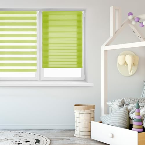 Blindecor Indus Sensa attrezzi | Tenda a rullo a doppio strato senza perforazione | Colore Pistacchio 37 x 180 cm (Larghezza x Altezza) | Dimensioni del tessuto 34 x 175 cm