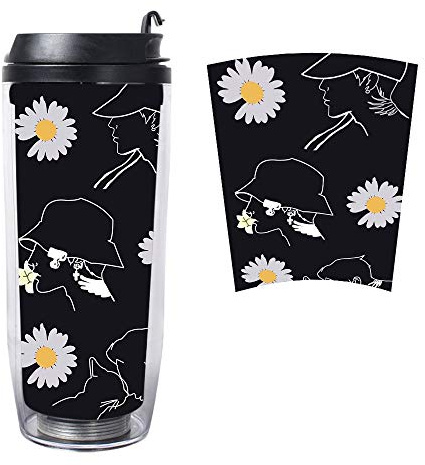 Taza de Viaje Mug Café Reutilizable Taza de Café Café para Llevar Unisex Para Bebida Cuerpo Doble Pared Vaso de Plástico G-DRAGON TAEYANG DAESUNG