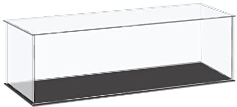 sourcing map Vetrina acrilica Scatola di Plastica Cubo Scatola di Immagazzinaggio Trasparente Piccolo Montare Vetrina Antipolvere 36x11x10.5cm per Articoli da Collezione