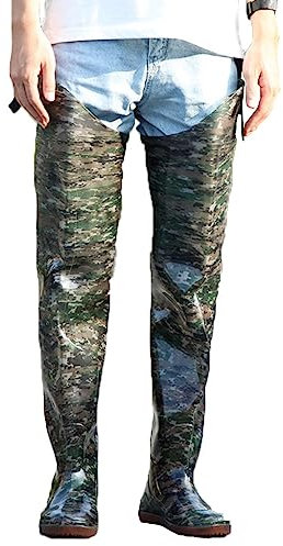 Watstiefel PVC-Camouflage-Hüftwathose, wasserdichte Angel- und Jagdwathose und -Stiefel, geeignet for Männer und Frauen (Color : Green, Size : 45)