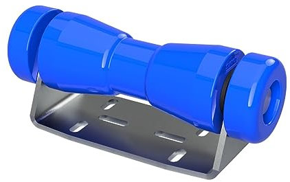 SUPROD Polyurethan Kielrolle mit Halter B inkl. Endkappen Bootstrailer Sliphilfe verzinkt 200 mm (+ EC), blau