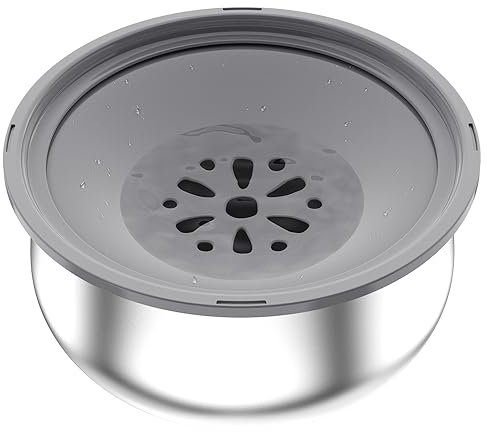 Stouchi Wassernapf für Hunde, Kein Verschütten Edelstahl Wassernapf für Hunde, Große Kapazität Hundenäpfe, Langsame Trinkwasserspender, Anti-Rutsch getragene Reise Wassernapf für Hunde,Katzen,Grau