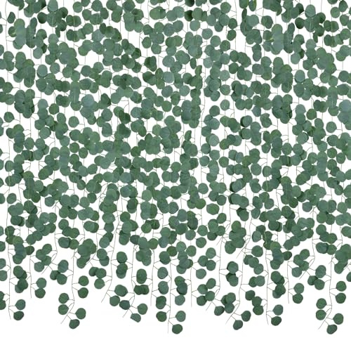 DearHouse 86 Feet 12 Strands Artificial Eucalyptus Leaf Plants Vine Hanging Eucalyptus Garland for Home Kitchen Office Wedding Wall Decor