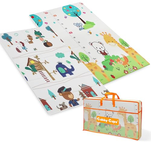 Tappetino da gioco per bambini GUBBY GUPS, pieghevole, impermeabile, antiscivolo, reversibile, atossico, privo di sostanze inquinanti, realizzato in schiuma XPE - 180 x 120 x 1 cm