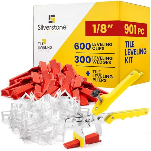 901 Pcs Tile Leveling System with 1/8 (3mm) Tile Spacers, Tile Wedges and Tile Leveling Clips - Saves Time for Perfect and Precise DIY Installation of Ceramic Tiles - With Leveler Tool (Pliers)