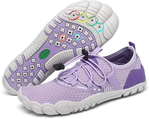 SAGUARO Escarpines Mujer Zapatillas Agua Hombre Secado Rápido Barefoot Zapatos de Agua Antideslizante Escarpines Surf Ligeras Zapatillas Minimalistas para Playa Snorkel Kayak Natación Morado,Gr.41