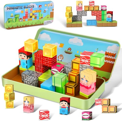 zxtwtoy Blocchi magnetici da viaggio per bambini, tema scatola cieca, blocchi magnetici da costruzione con tema casuale, giocattolo con sensore STEM, tessere magnetiche per bambini