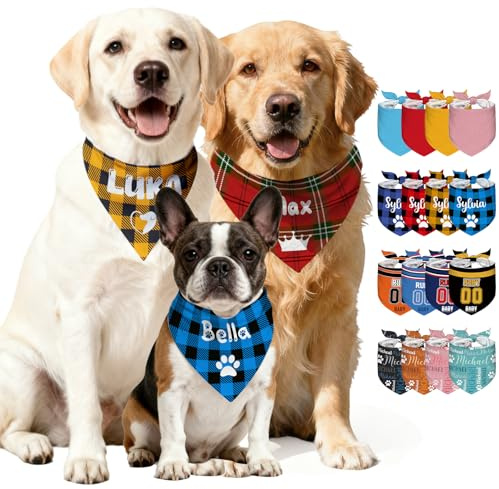Bandana personalizzata per cani con nome e icona, bandana personalizzata per animali domestici per cani di taglia piccola, media e grande, gatti, sciarpa personalizzata per il collo per cani