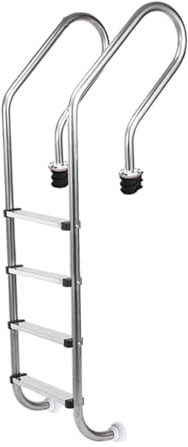 Escalera de piscina de acero inoxidable con capacidad de carga de 250 kg, ideal para piscinas sobre el suelo, para una fácil entrada/salida, perfecta para parques acuáticos de interior/exterior.