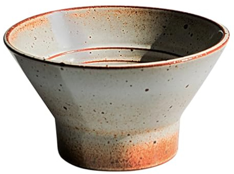 HYTROVE 1pezzi Ciotola Vintage in Ceramica Gres da Alta per Zuppe Insalate e Riso Piccola Scodella Artigianale per Casa e Ristorante