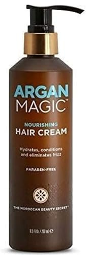 Argan Magic Nourishing Hair Cream - Hydrates, Conditions, and Eliminates Frizz for All Hair Types | Seals in Shine | Paraben Free, (8.5 oz)