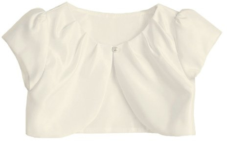 Sweet Kids Girls Pleated Satin Bolero Jacket Ivory 10 (SK C31)