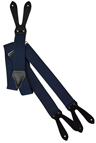 Olata Bretelle Eleganti a Forma di Y, Elastiche con Asole per Bottoni, 3,5 cm. Blu Scuro (std)