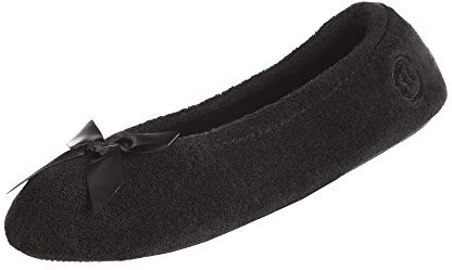 ISOTONER - Chaussons Ballerines pour femme en tissu éponge classique - noir - noir,