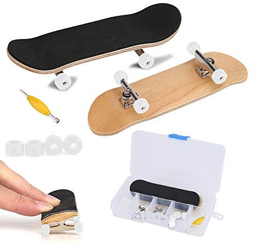 Zerodis Griffbrett Fingerskateboards, Professionelle Mini-Legierung Komplettes Holzahorn-Deck-Set Interaktives Spiel Kindergeschenke(Weiß)
