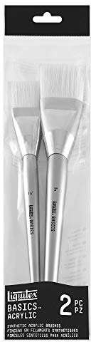 Liquitex Basics 3699370 Synthetikpinsel Set, 2 Flachpinsel - langer Stiel, für Acrylfarben, maximale Performance, hohe Elastizität & Lebensdauer - Pinselset 2 St.