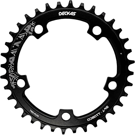 DECKAS Round Chainring 110BCD 36T 38T 40T 42T 44T 46T 48T 50T 52T Narrow Wide Chainring for 7 to 12 Speed Chains (Black 38T)