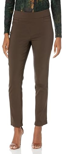Briggs New York Women's Super Stretch Millennium Welt Pocket Pull on Career Pant, Cocoa, 10