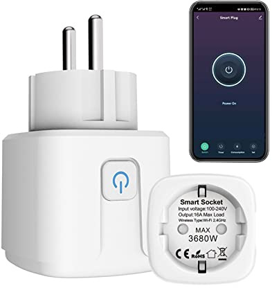 ZigBee Enchufe Inteligente Alexa 16A, 3680W Smart Plug con Monitor de Energía, Enchufe Temporizador con Control Remoto, Control por Voz y Funciones de Temporización, apoyo Alexa & Google Home